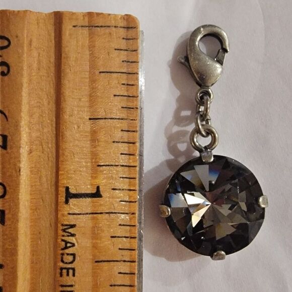 Sabika Black Diamond Vienna Swarovski Crystal Pendant 1" Antq Silver Set… - Picture 2 of 3